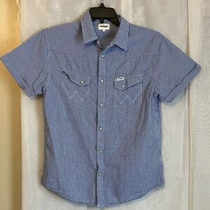 Wrangler navy and white checked western shirt